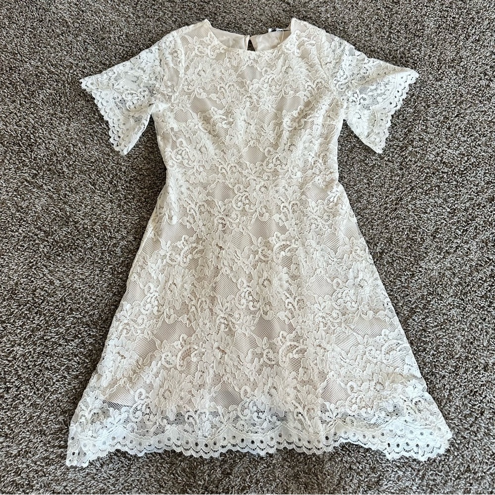 Baltic Born White Lace Short Sleeve Dress